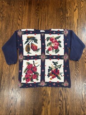 Vintage Knit Floral Sweater